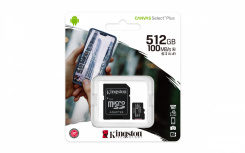 Memoria Flash Kingston Canvas Select Plus, 512GB SDXC UHS-I Clase 10, con Adaptador  image