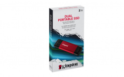 SSD Externo Kingston Dual Portable, 2 TB, USB-C/USB-A, Rojo image