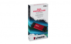 SSD Externo Kingston Dual Portable SSD, 512GB, USB-C/USB-A, Rojo  image
