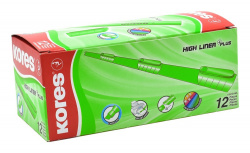 Kores Marca Textos High liner plus, Verde, 12 Piezas