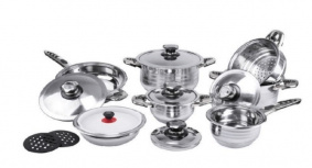 Kuche Batería de Cocina Swiss, 16 Piezas, Acero Inoxidable