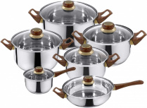 Kuche Batería de Cocina Chapala, Acero Inoxidable, 12 Piezas, Plata/Café