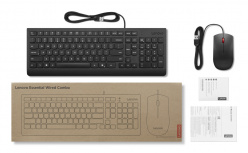 Kit de Teclado y Mouse Lenovo Essential Wired Combo, Alámbrico, USB, Negro, Español image