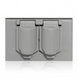 Leviton Placa de Pared para Intemperie 0WM1D-SGY, 2 Puertos, Gris