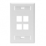 Leviton Placa de Pared QuickPort con Ventanas ID, 4 Puertos, Blanco