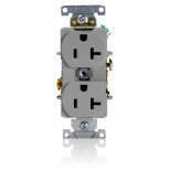 Leviton Tomacorriente 5362-GYS, 2 Enchufes, 125V, 20A, Gris