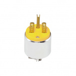 Leviton Clavija Blindada, NEMA 6-15P, 250V, 15A, Gris/Amarillo