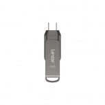 Memoria USB JumpDrive Dual Drive D400, 64GB, USB-C 3.1, Lectura 130MB/s, Plata