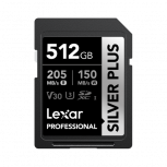 Memoria Flash Lexar SILVER PLUS, 512GB SDXC UHS-I Clase U3, con Adaptador