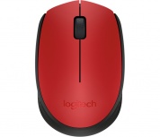 Mouse Ergonómico Logitech Óptico M170, Inalámbrico, USB, 1000DPI, Negro/Rojo