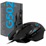 Mouse Gamer Ergonómico Logitech Óptico G502 Hero RGB, Alámbrico, USB, 16.000DPI, Negro