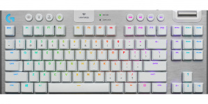 Teclado Gamer Logitech G915 TKL LED RGB TKL, Teclado Mecánico, Logitech GL Tactile, Inalámbrico, RF Inalámbrico/Bluetooth, Blanco, Inglés