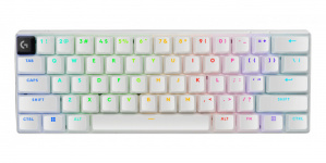 Teclado Gamer Logitech PRO X 60 LED RGB 60%, Teclado Mecánico, Logitech GX Brown, Inalámbrico, USB/RF Inalámbrico/Bluetooth, Blanco, Inglés