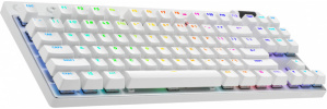 Teclado Gamer Logitech PRO X TKL LED RGB TKL, Teclado Mecánico, Logitech Tactile, Inalámbrico, USB/RF Inalámbrico/Bluetooth, Blanco, Inglés