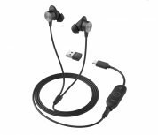 Logitech Audífonos Intrauriculares con Micrófono Zone Wired Earbuds, Alámbricos, 1.45 Metros, USB-A/USB-C/3.5mm, Grafito