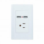 Lucek Tomacorriente BA05-B, 1 Enchufe + 2x USB-A, 110 - 250V, 16A, Blanco