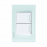 Lucek Placa con Apagador BP02-CCB, 2 Interruptores, 127 - 250V, 16A, Cristal Blanco