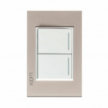 Lucek Placa con Apagador BP02-CBB, 2 Interruptores, 127 - 250V, 16A, Cristal Dorado Marfil