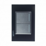 Lucek Placa con Apagador BP02-KN, 2 Interruptores, 127 - 250V, 16A, Negro Mate