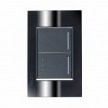 Lucek Placa con Apagador BP02/3-CEN, 2 Interruptores, 127 - 250V, 16A, Espejo Negro