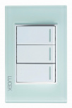 Lucek Placa con Apagador BP03/3-CCB, 3 Interruptores, 127 - 250V, 16A, Cristal Cristal Blanco