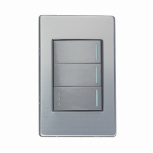 Lucek Placa con Apagador BP03/3-M/A, 3 Interruptores, 127 - 250V, 16A, Modúlo Anodizado