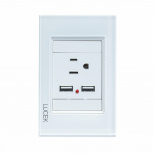 Lucek Tomacorriente BP05-CBB, 1 Enchufe + 2x USB-A, 125-275V, Blanco