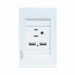 Lucek Tomacorriente BP05-KB, 1 Enchufe + 2x USB-A, 110 - 250V, 15A, Blanco