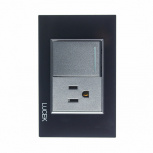 Lucek Tomacorriente BP07-KN, 1 Enchufe + 1 Apagador, 110 - 250V, 15A, Negro