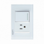 Lucek Tomacorriente BP07/3-CBB, 1 Enchufes, 110 - 250V, 15A, Blanco