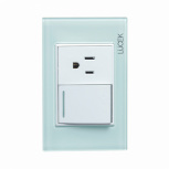 Lucek Tomacorriente BP07/3-CCB, 1 Enchufe + 1 Apagador, 110 - 250V, 15A, Cristal Blanco