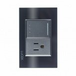 Lucek Tomacorriente BP07/3-CNN, 1 Enchufe + 1 Apagador, 110 - 250V, 15A, Cristal Negro
