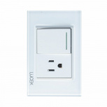 Lucek Tomacorriente BP07/3-KB, 1 Enchufe + 1 Apagador, 110 - 250V, 15A, Blanco