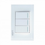Lucek Placa con Apagador para Escalera BP10-CBB, 3 Interruptores, 250V, 16A, Blanco