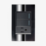 Lucek Tomacorriente BP19-CEP, 1 Enchufe + 2 Apagadores, 110 - 250V, 15A, Negro