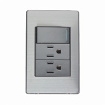Lucek Tomacorriente BP20-M/A, 2 Enchufes + 1 Apagador, 110 - 250V, 16A, Plata