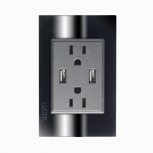Lucek Tomacorriente BP25-CEN, 2 Enchufes + 2x USB-A, 127V, Negro