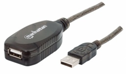 Manhattan Cable USB A Macho - USB A Hembra, 10 Metros, Negro