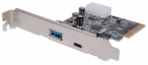 Manhattan Tarjeta PCI Express 151757, 1x USB A, 1x USB C, 10 Gbit/s
