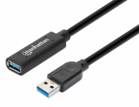Manhattan Cable de Extensión USB 3.0 A Macho - USB A Hembra, 10 Metros, Negro