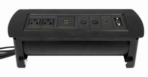 Manhattan Caja para Mesa 164856, 2 Puertos + 2x USB, Negro