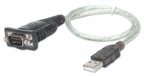Manhattan Adaptador USB A - Serial RS-232, 0.45 Metros, Transparente