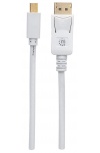 Manhattan Cable Mini DisplayPort Macho - DisplayPort 1.2 Macho, 4K, 60Hz, 3 Metros, Blanco