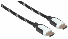 Manhattan Cable HDMI Macho - HDMI Macho, 4K, 60Hz, 3 Metros, Negro/Blanco