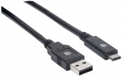 Manhattan Cable USB A Macho - USB C Macho, 5 Metros, Negro