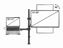 Manhattan Soporte 462136 para Escritorio Combinado con Brazo para Monitor y Soporte para Laptop 13" a 32", hasta 8 Kg, Negro