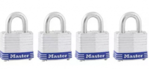 Master Lock Candado de Gancho 3008D de Latón, 40mm, 4 Piezas