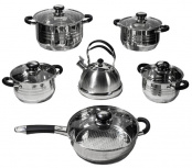 Mearki Home Batería de Cocina Atenea, Acero Inoxidable, Antiadherente, 12 Piezas