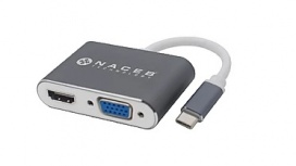Naceb Adaptador USB 3.0 Macho - HDMI/VGA Hembra, Gris/Blanco
