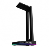 Naceb Base para Audífonos Gamer T11 Eleven RGB, 2x USB, 1x 3.5mm, Negro